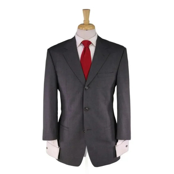 Gianni Versace Classic V2 Vintage 90's Solid Gray 3-Btn Wool Suit 36S 38S - Picture 1 of 11